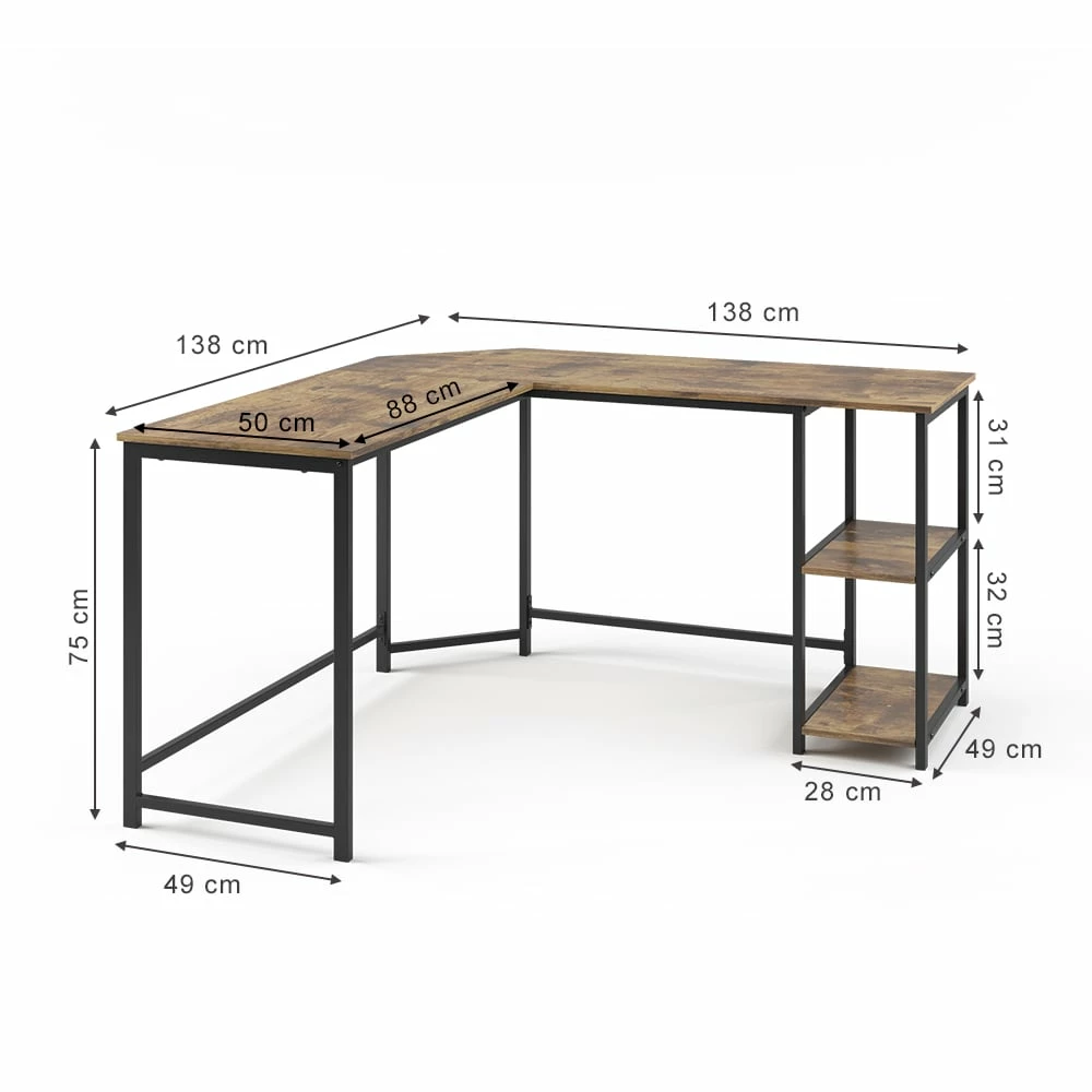 Vicco Eckschreibtisch Computertisch Schreibtisch Fyrk L-förmiger Bürotisch Tisch – Bild 3
