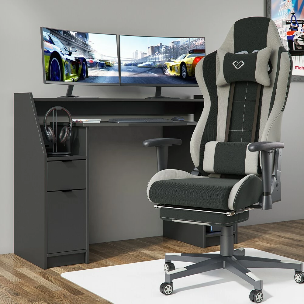 VICCO Computertisch Joel PC-Tisch Schwarz Gamingtisch Schreibtisch Gamertisch – Bild 4