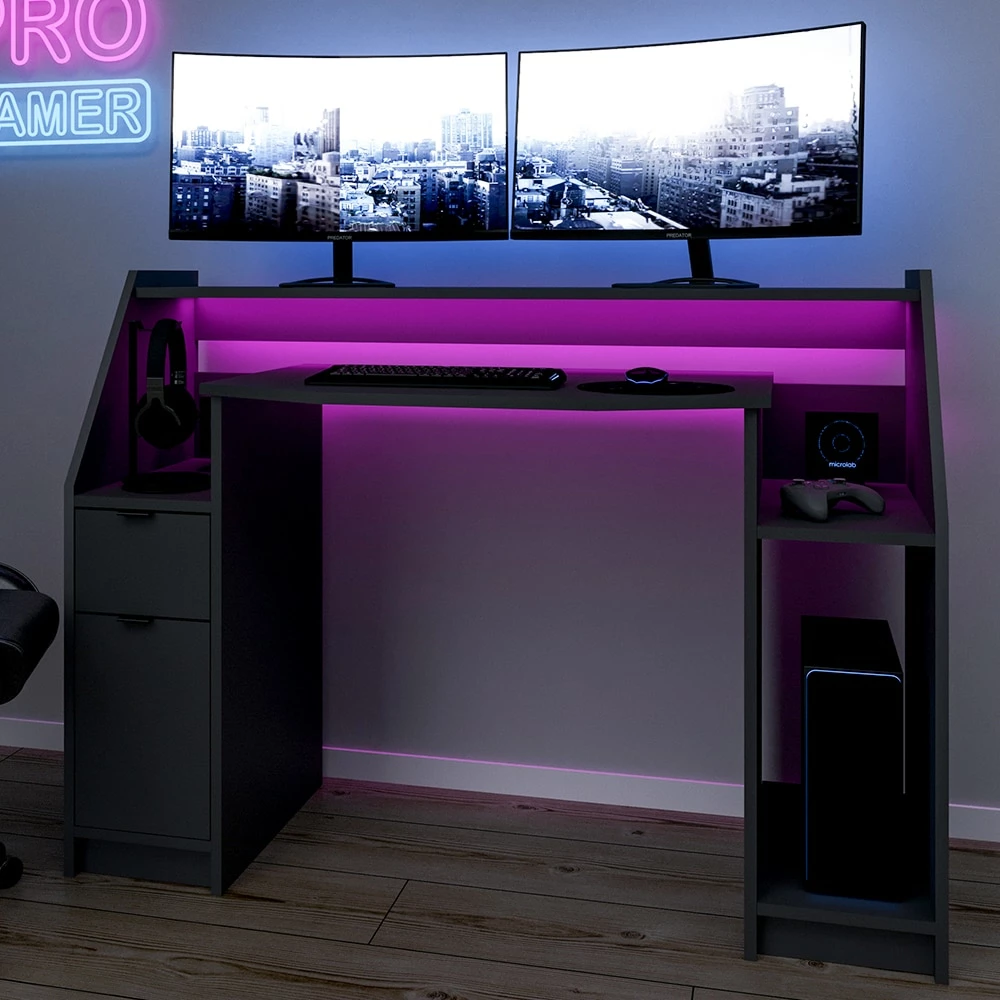 VICCO Computertisch Joel PC-Tisch Schwarz Gamingtisch Schreibtisch Gamertisch – Bild 5