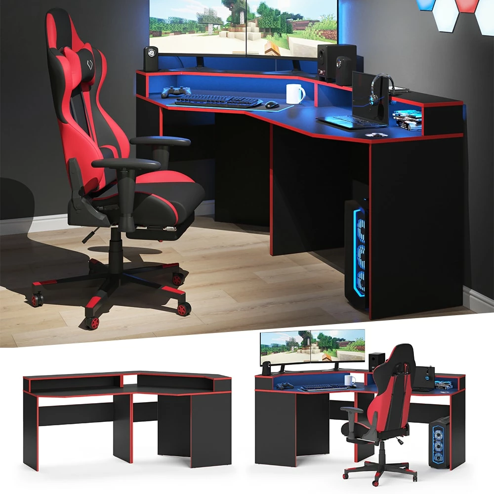 Vicco Gaming Desk Eckschreibtisch Kron Schreibtisch Gamer PC Tisch Computertisch