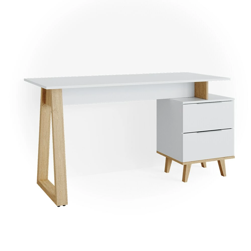 VICCO Schreibtisch NEPTUNE Computertisch Büro PC Arbeitszimmer Weiß Eiche Skandi