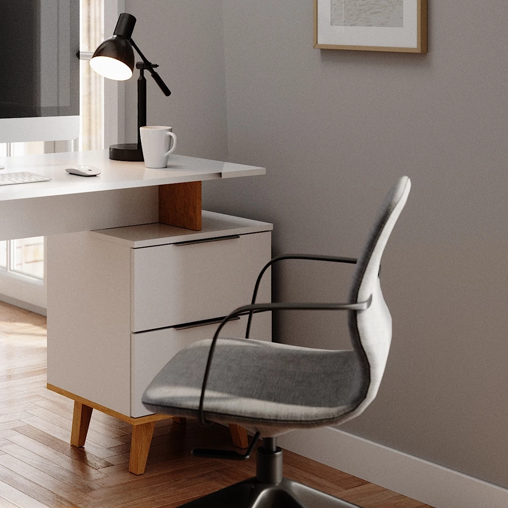 VICCO Schreibtisch NEPTUNE Computertisch Büro PC Arbeitszimmer Weiß Eiche Skandi – Bild 5