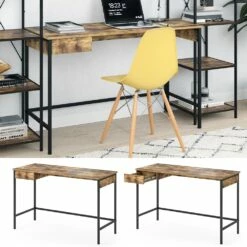 Vicco Schreibtisch Bürotisch Arbeitstisch Fyrk Antikholz-Optik 1 Schublade