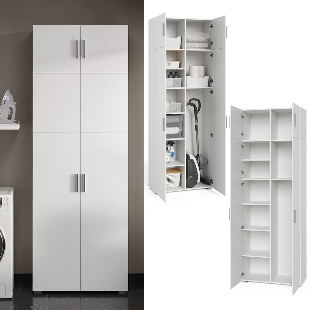 Vicco Universalschrank Mehrzweckschrank Büroschrank Ingo Weiß 2 Türen Aufsatz