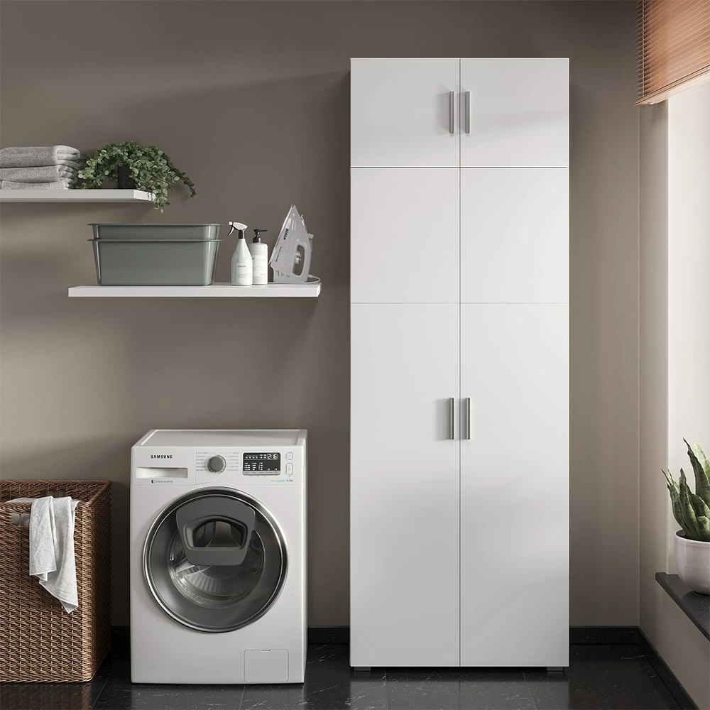 Vicco Universalschrank Mehrzweckschrank Büroschrank Ingo Weiß 2 Türen Aufsatz – Bild 4