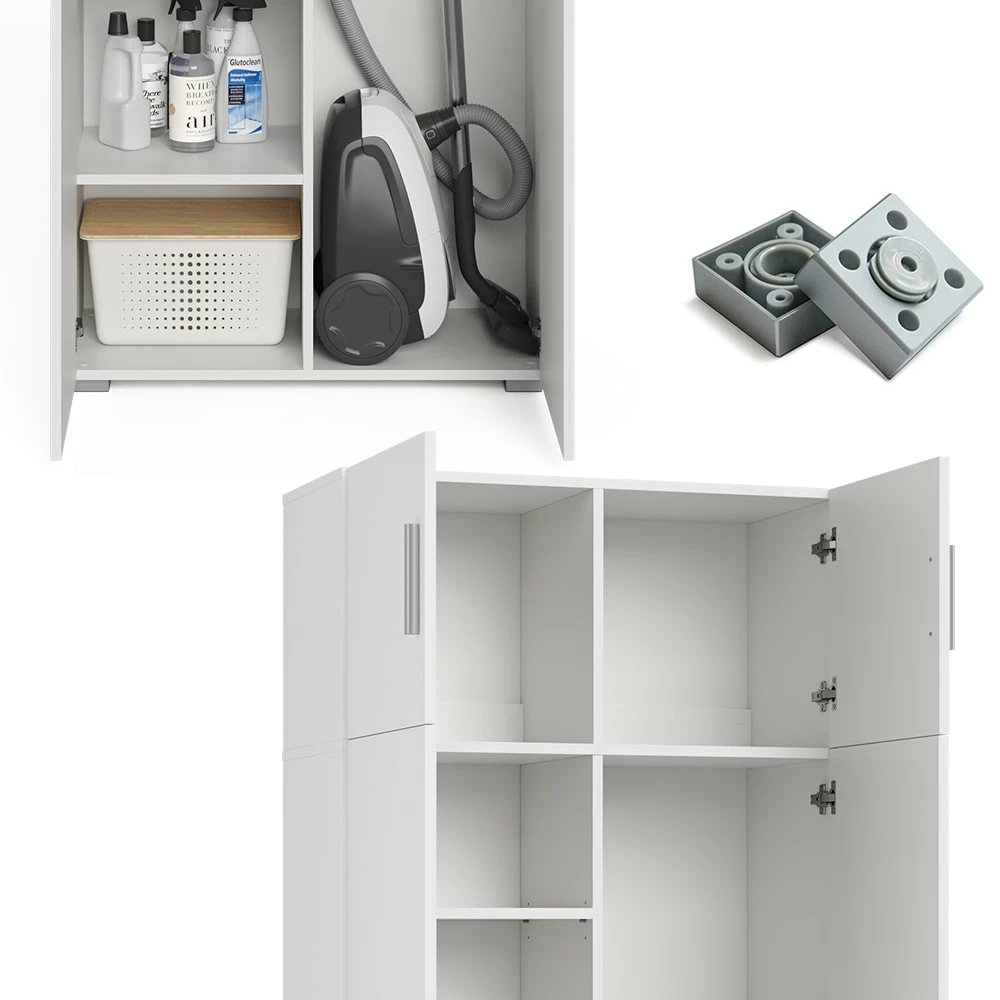 Vicco Universalschrank Mehrzweckschrank Büroschrank Ingo Weiß 2 Türen Aufsatz – Bild 6