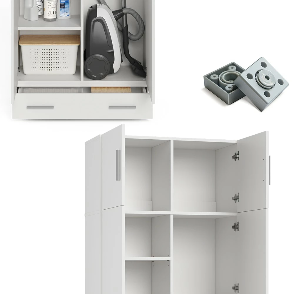 Vicco Universalschrank Mehrzweckschrank Büroschrank Ingo Weiß Aufsatz Schublade – Bild 6