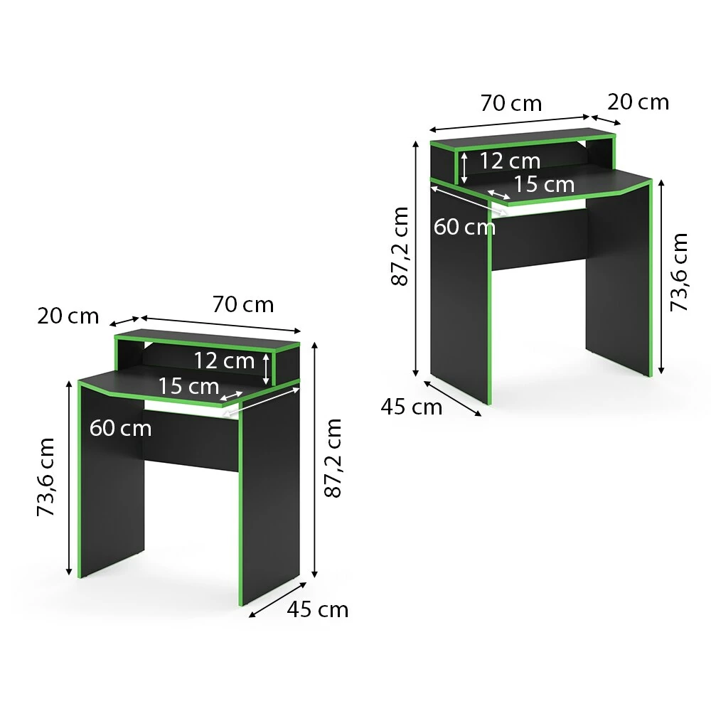 Vicco Computermöbelset Computertisch 2x Schreibtisch Kurz Kron Schwarz/Grün – Bild 3