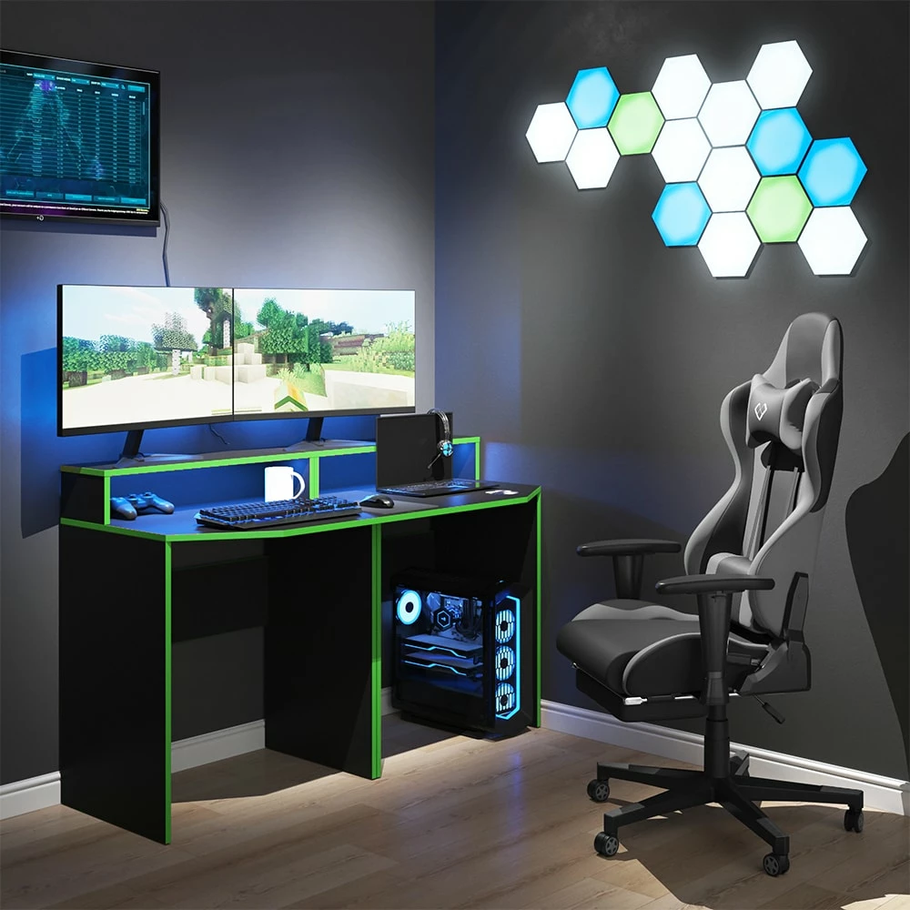 Vicco Computermöbelset Computertisch 2x Schreibtisch Kurz Kron Schwarz/Grün – Bild 4