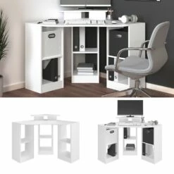 Vicco Eckschreibtisch Bürotisch Arbeitstisch Artur Weiß 6 Fächer 1 Ablage