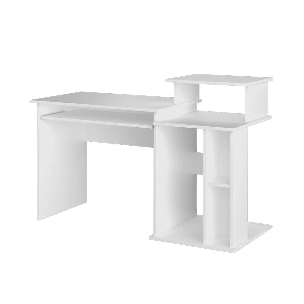 Vicco Computertisch Schreibtisch Arbeitstisch Jan Weiß Tastaturablage Fächer – Bild 2