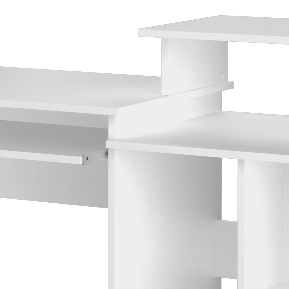 Vicco Computertisch Schreibtisch Arbeitstisch Jan Weiß Tastaturablage Fächer – Bild 6