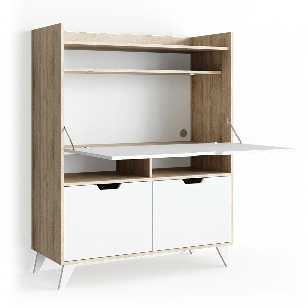 Vicco Schreibtisch Arbeitstisch Computertisch Berdi Weiß/Sonoma Schranktisch – Bild 2