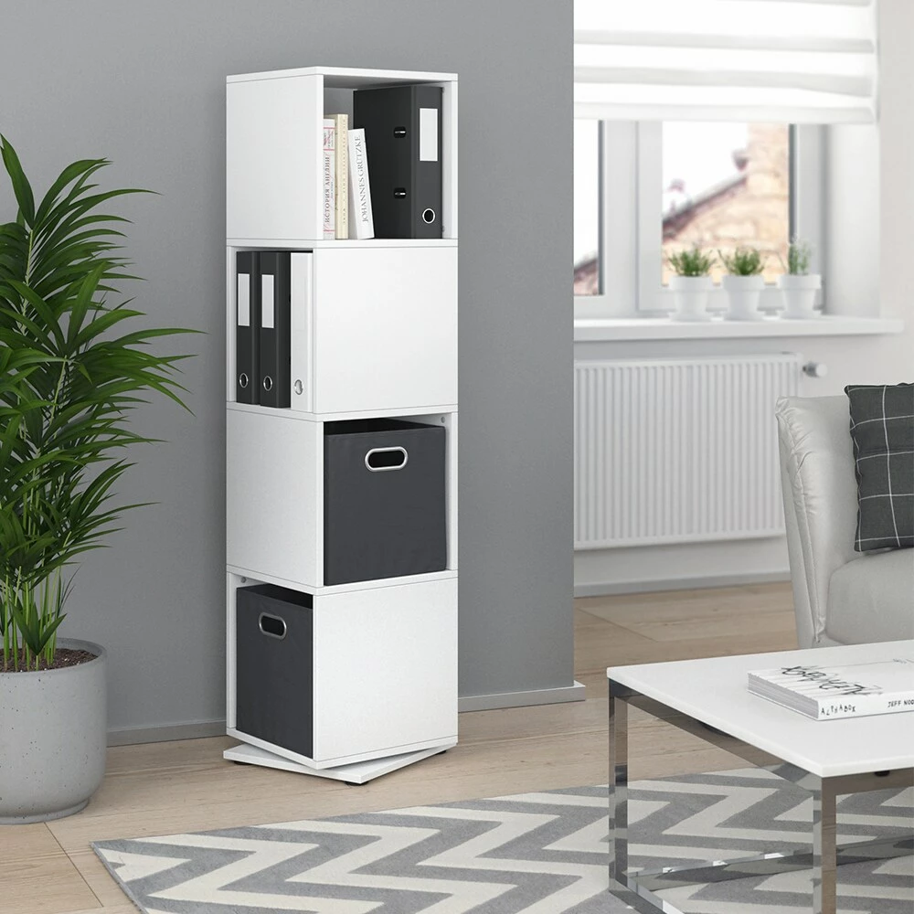 Vicco Drehregal Ordnerregal Standregal Weiß Bücherregal Büro XXL Faltboxen Regal – Bild 4