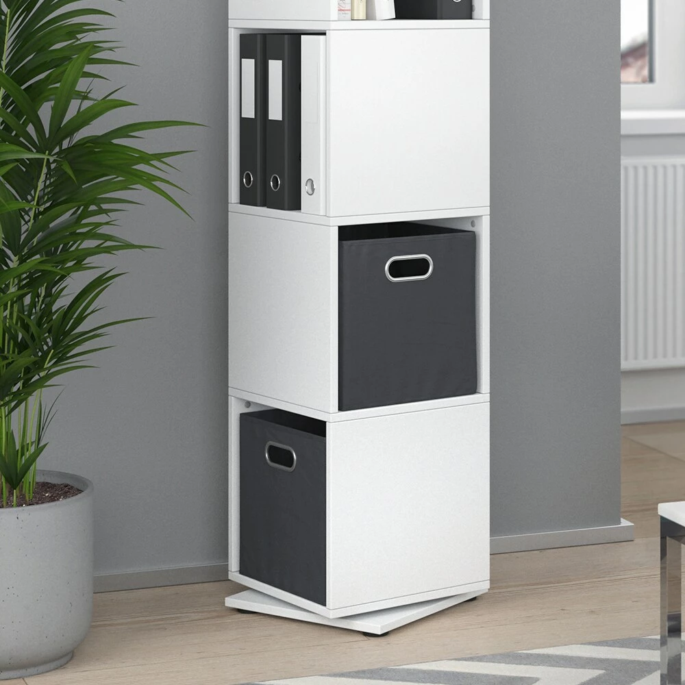 Vicco Drehregal Ordnerregal Standregal Weiß Bücherregal Büro XXL Faltboxen Regal – Bild 5