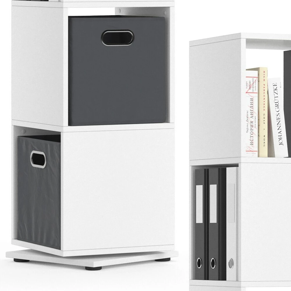 Vicco Drehregal Ordnerregal Standregal Weiß Bücherregal Büro XXL Faltboxen Regal – Bild 6