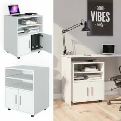 Vicco Büroschrank Rollcontainer Bürocontainer Novak Weiß Ablagefläche Schranktür