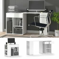 Vicco Schreibtisch Arbeitstisch Bürotisch Kai Weiß Sideboard Ablage Schublade
