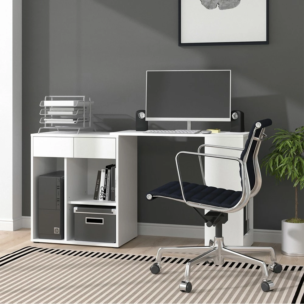 Vicco Schreibtisch Arbeitstisch Bürotisch Kai Weiß Sideboard Ablage Schublade – Bild 4