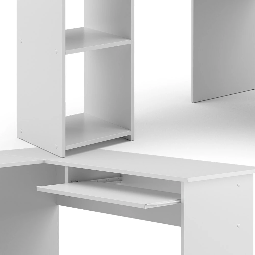 Vicco Eckschreibtisch Arbeitstisch Bürotisch Sergio Weiß Modern 120x75 Cm Arbeitszimmer Homeoffice Computertisch PC-Tisch Büromöbel Schublade Tastaturauszug Regalfach Ablage Aufbewahrung Arbeitsfläche – Bild 6