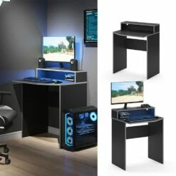 Vicco Computertisch Schreibtisch Arbeitstisch Kron Schwarz Grau 70x87 Modern Monitorempore Bürotisch PC-Tisch Arbeitszimmer Homeoffice Büromöbel Computermöbel Ablage Aufbewahrung