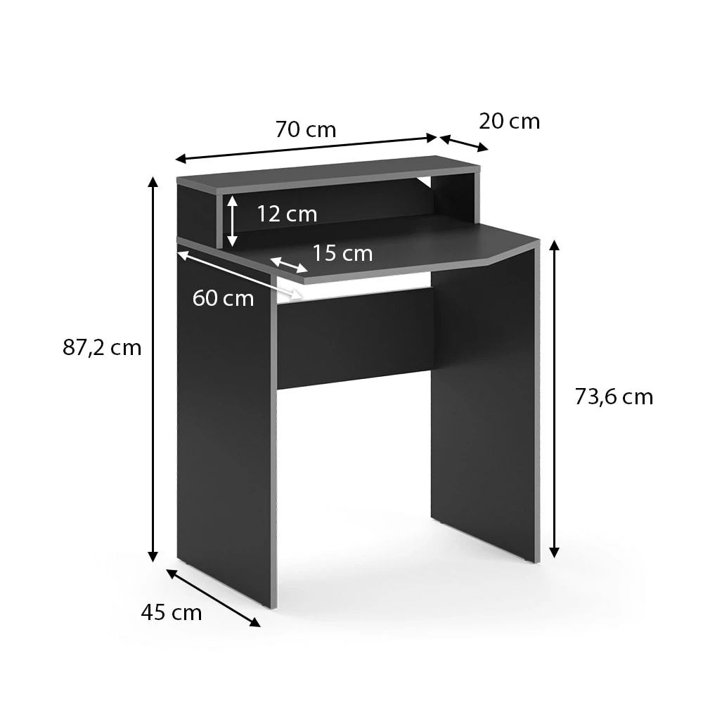 Vicco Computertisch Schreibtisch Arbeitstisch Kron Schwarz Grau 70x87 Modern Monitorempore Bürotisch PC-Tisch Arbeitszimmer Homeoffice Büromöbel Computermöbel Ablage Aufbewahrung – Bild 3