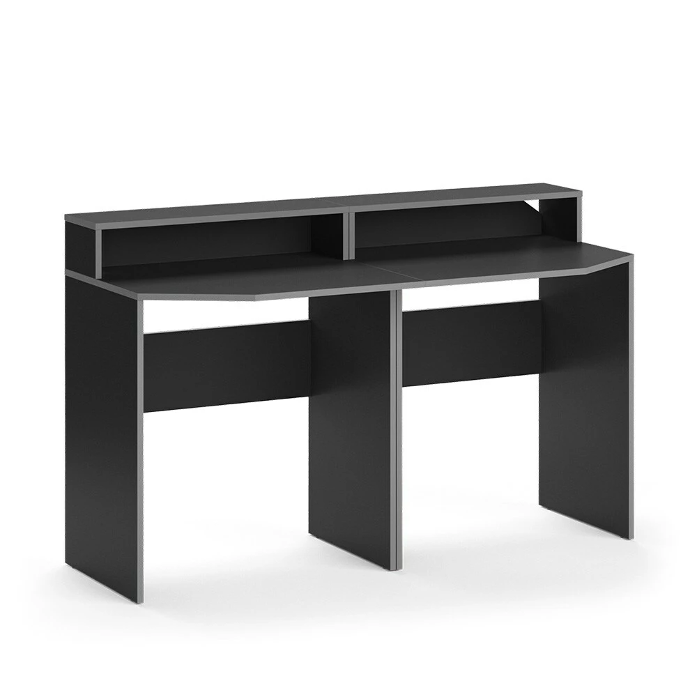 Vicco Computermöbelset Kron Schwarz Grau Modern Schreibtisch Bürotisch PC-Tisch Arbeitstisch Arbeitszimmer Homeoffice Büromöbel Monitorempore – Bild 2