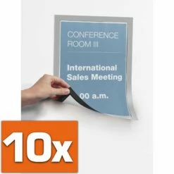 Durable 486923 Info-Rahmen, 10 Stück, Duraframe Magnetic (A4, Magnetrahmen Für Metallische Oberflächen), Silber