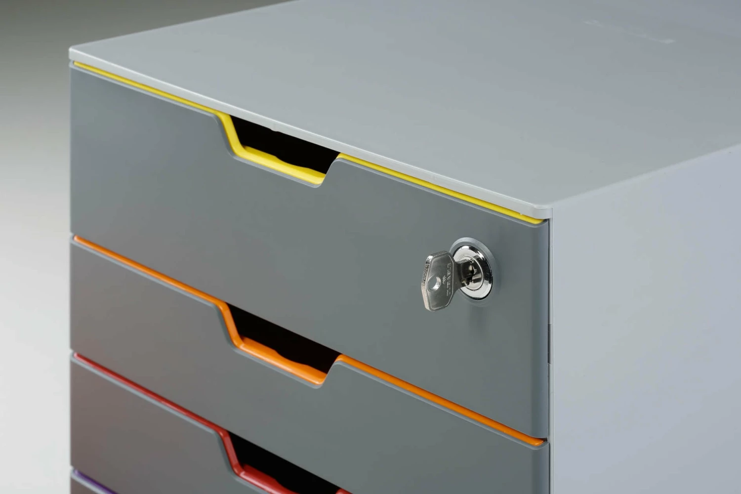 Durable 760627 Schubladenbox Abschließbar (Varicolor 4 Safe) 4 Fächer, Mit Etiketten Zur Beschriftung, Mehrfarbig – Bild 2