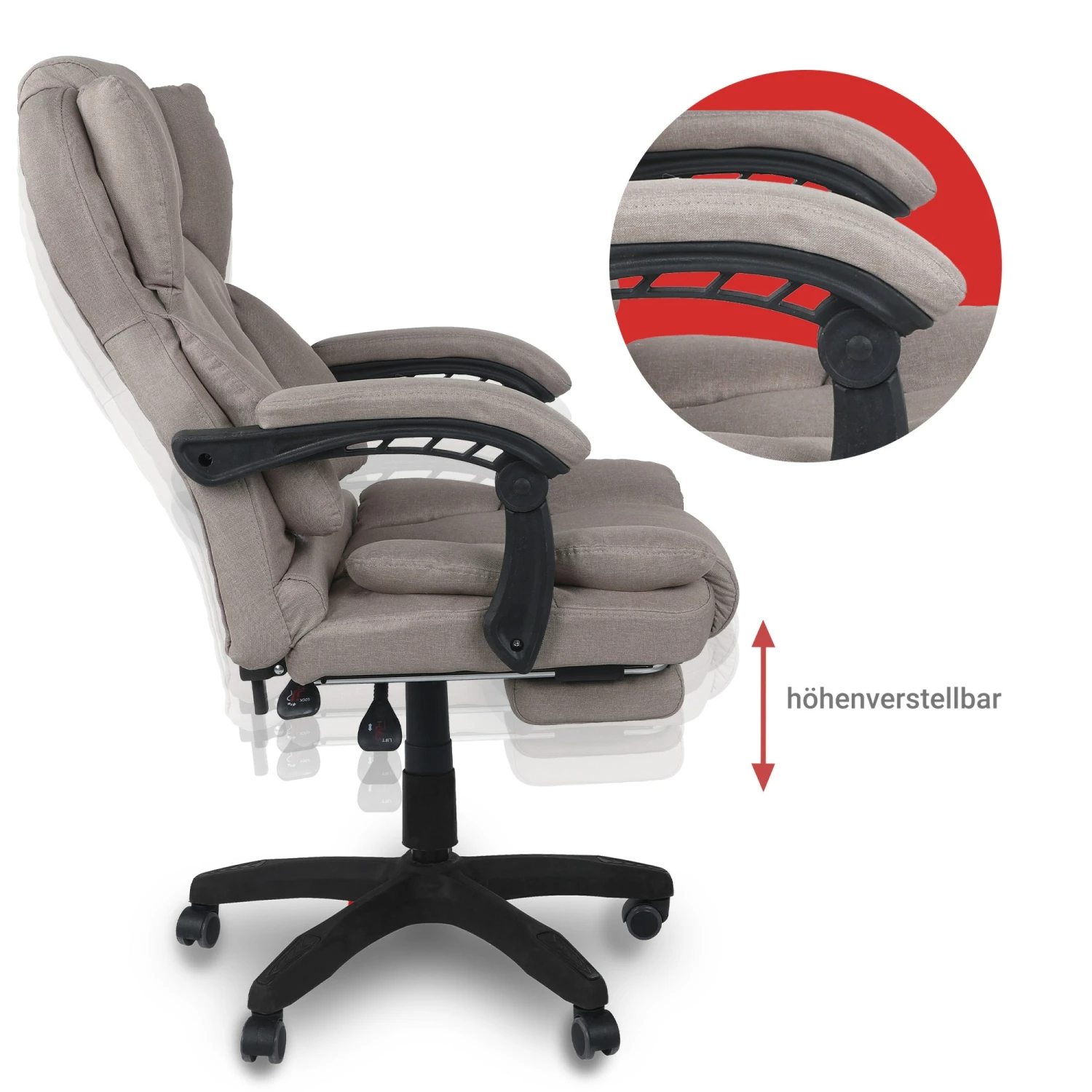 Schreibtischstuhl Bürostuhl Stoff Gamingstuhl Racing Chair Chefsessel Mit Fußstütze – Bild 5